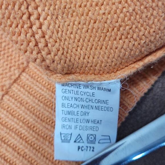 1990s Izod Sweater Mens XL Bright Orange Cotton Knit Vintage Y2K Retro Dadcore - Picture 9 of 10